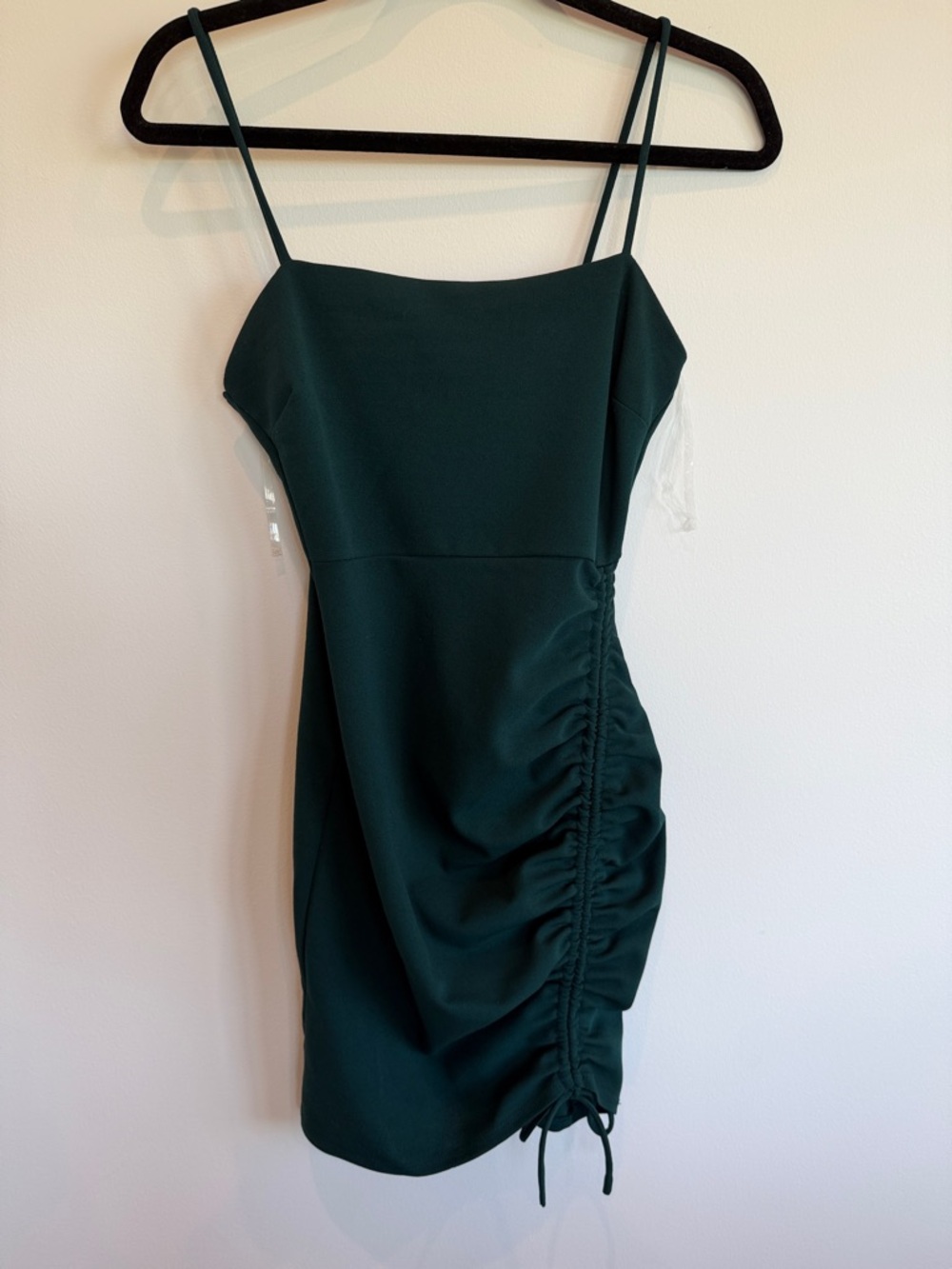Windsor Dark Green Ruched Spaghetti Strap Mini Dress
